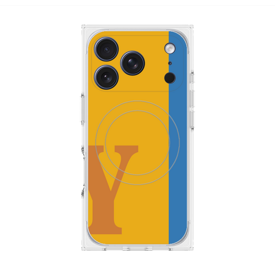 プレミアムスクエアケース with MagSafe［ オリジナル - initial color line - Y orange ］