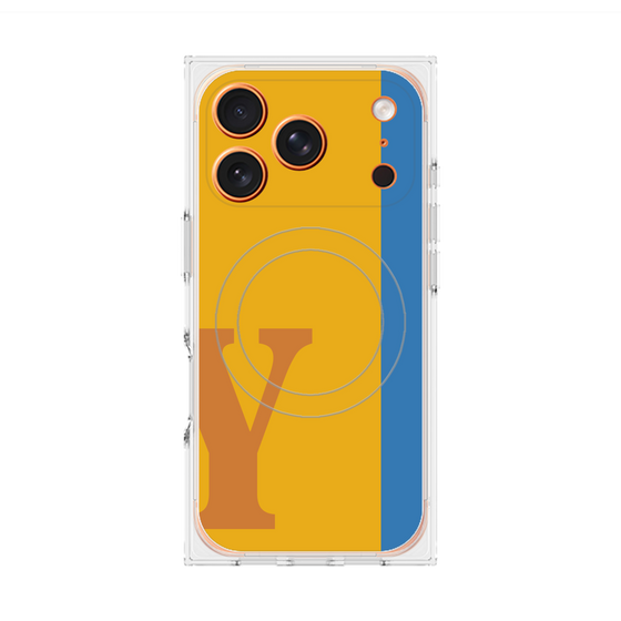 プレミアムスクエアケース with MagSafe［ オリジナル - initial color line - Y orange ］