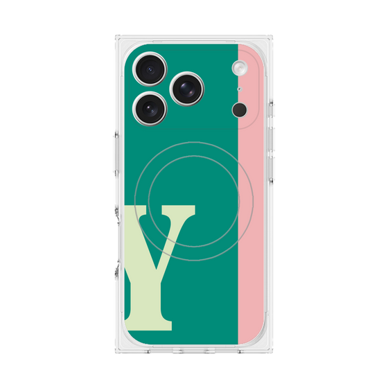 プレミアムスクエアケース with MagSafe［ オリジナル - initial color line - Y green ］