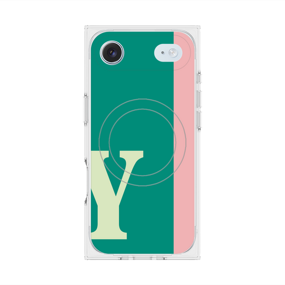 プレミアムスクエアケース with MagSafe［ オリジナル - initial color line - Y green ］