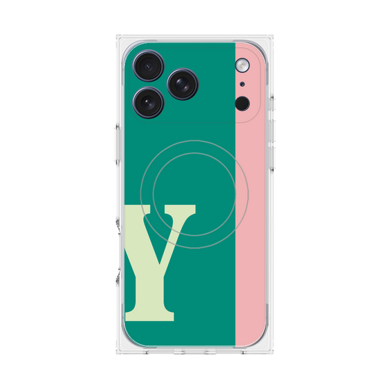 プレミアムスクエアケース with MagSafe［ オリジナル - initial color line - Y green ］