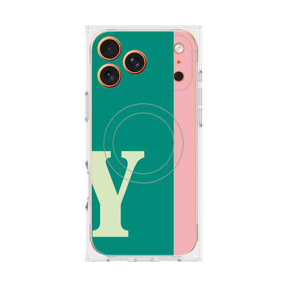 プレミアムスクエアケース with MagSafe［ オリジナル - initial color line - Y green ］