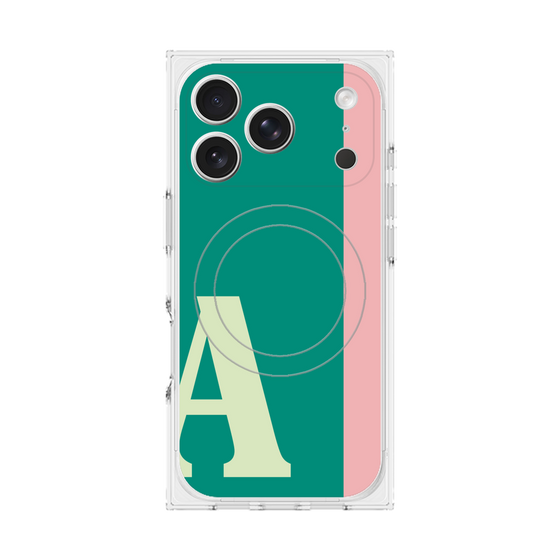 プレミアムスクエアケース with MagSafe［ オリジナル - initial color line - A green ］