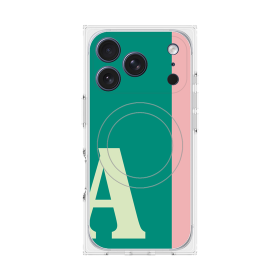 プレミアムスクエアケース with MagSafe［ オリジナル - initial color line - A green ］
