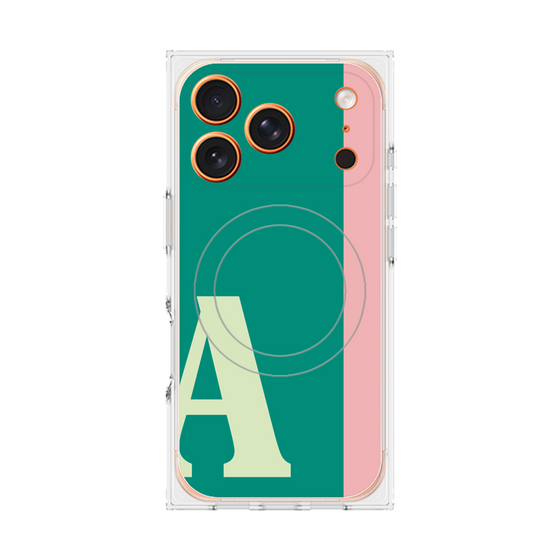プレミアムスクエアケース with MagSafe［ オリジナル - initial color line - A green ］