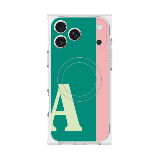 プレミアムスクエアケース with MagSafe［ オリジナル - initial color line - A green ］