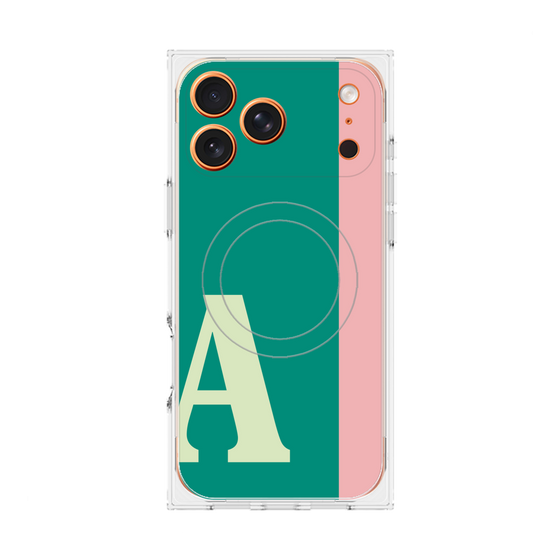 プレミアムスクエアケース with MagSafe［ オリジナル - initial color line - A green ］