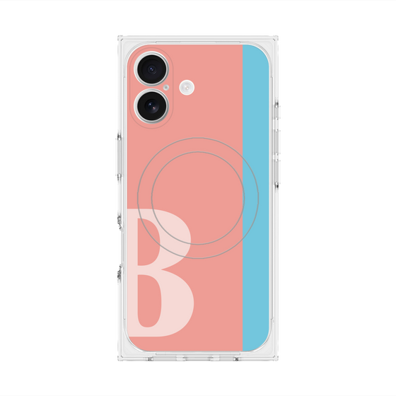 プレミアムスクエアケース with MagSafe［ オリジナル - initial color line - B pink ］