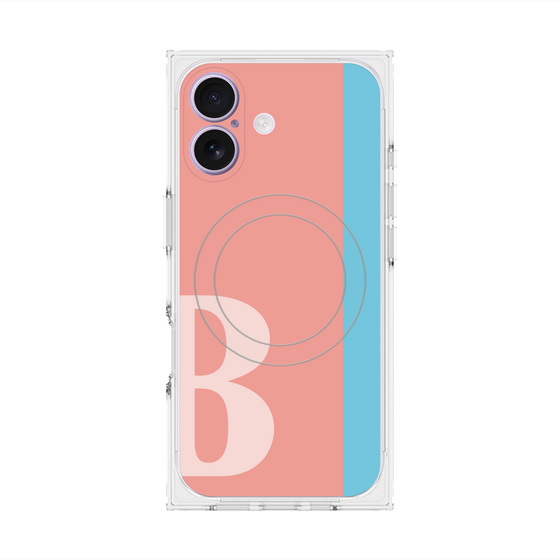 プレミアムスクエアケース with MagSafe［ オリジナル - initial color line - B pink ］