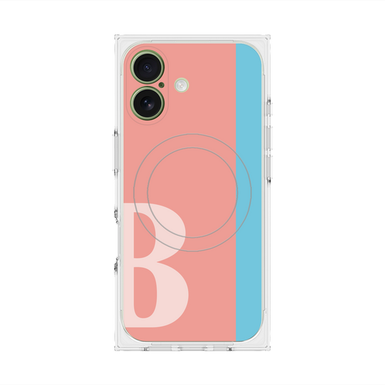 プレミアムスクエアケース with MagSafe［ オリジナル - initial color line - B pink ］