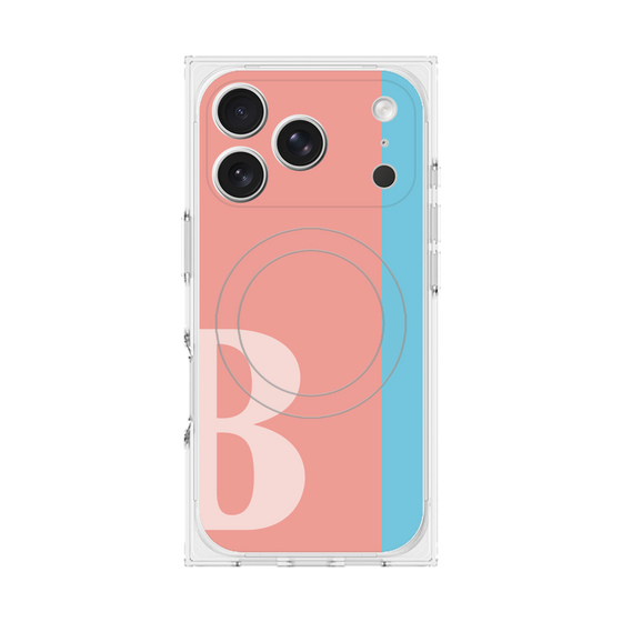 プレミアムスクエアケース with MagSafe［ オリジナル - initial color line - B pink ］