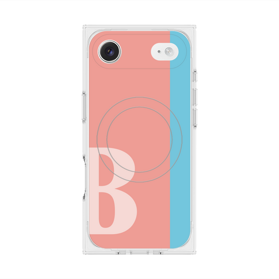 プレミアムスクエアケース with MagSafe［ オリジナル - initial color line - B pink ］