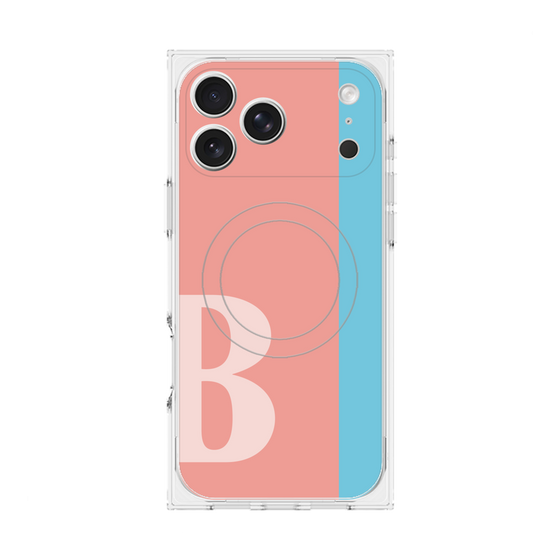 プレミアムスクエアケース with MagSafe［ オリジナル - initial color line - B pink ］