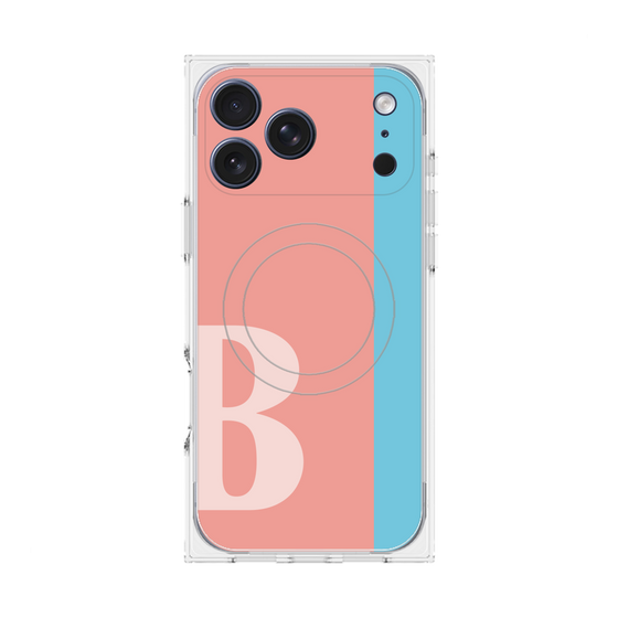 プレミアムスクエアケース with MagSafe［ オリジナル - initial color line - B pink ］