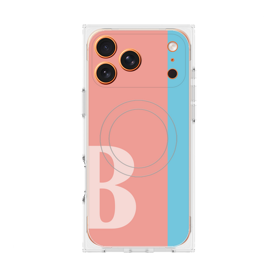 プレミアムスクエアケース with MagSafe［ オリジナル - initial color line - B pink ］