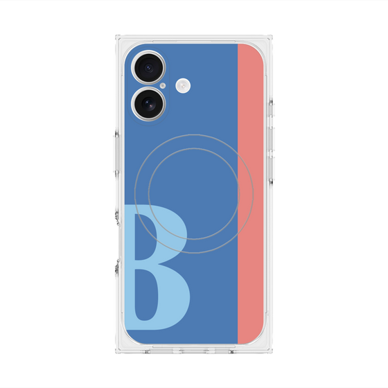 プレミアムスクエアケース with MagSafe［ オリジナル - initial color line - B blue ］