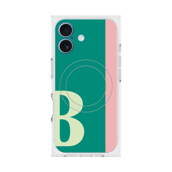 プレミアムスクエアケース with MagSafe［ オリジナル - initial color line - B green ］