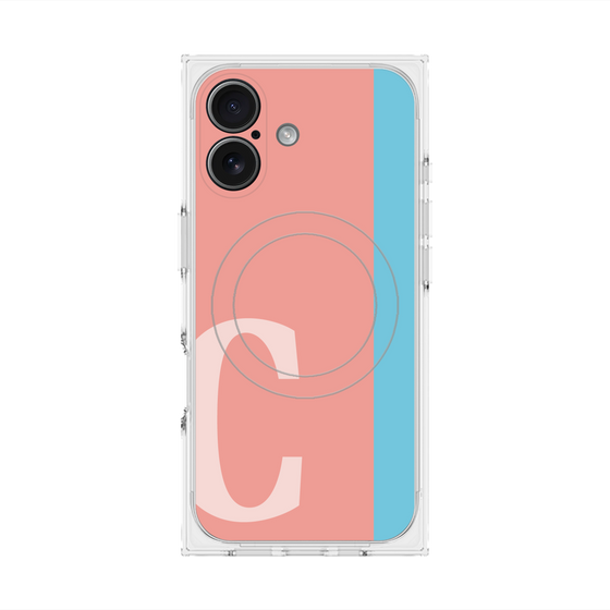 プレミアムスクエアケース with MagSafe［ オリジナル - initial color line - C pink ］