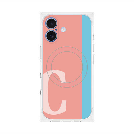 プレミアムスクエアケース with MagSafe［ オリジナル - initial color line - C pink ］