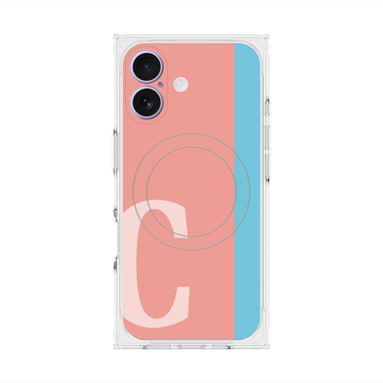プレミアムスクエアケース with MagSafe［ オリジナル - initial color line - C pink ］