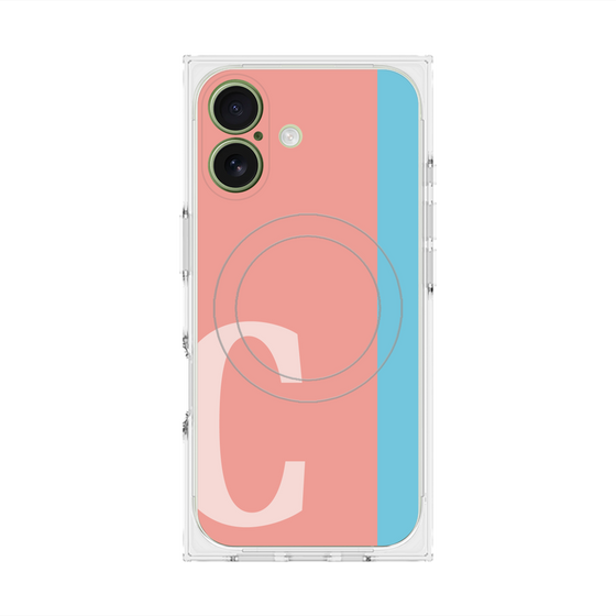 プレミアムスクエアケース with MagSafe［ オリジナル - initial color line - C pink ］