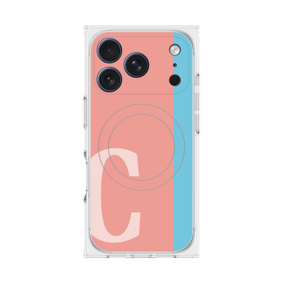 プレミアムスクエアケース with MagSafe［ オリジナル - initial color line - C pink ］