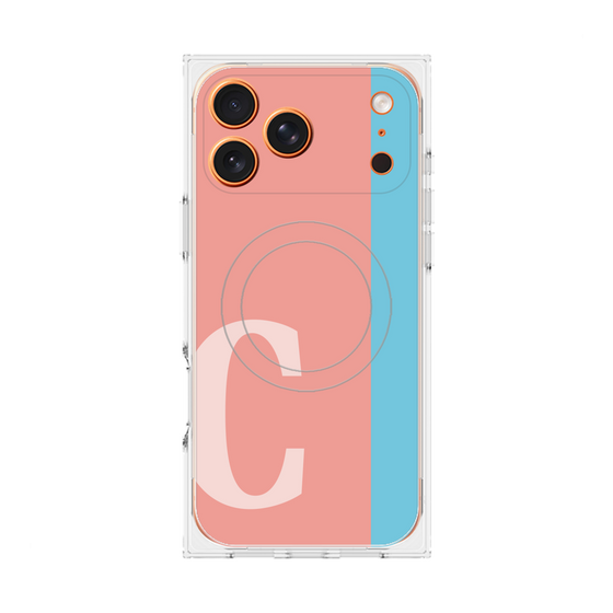 プレミアムスクエアケース with MagSafe［ オリジナル - initial color line - C pink ］
