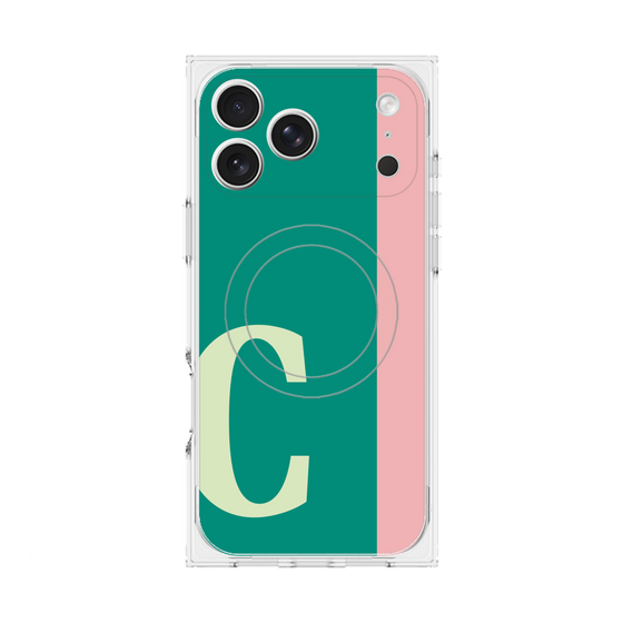 プレミアムスクエアケース with MagSafe［ オリジナル - initial color line - C green ］