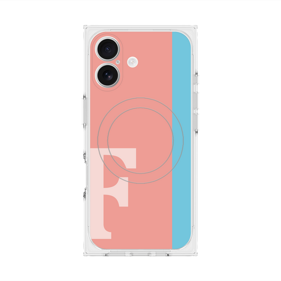 プレミアムスクエアケース with MagSafe［ オリジナル - initial color line - F pink ］