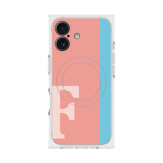 プレミアムスクエアケース with MagSafe［ オリジナル - initial color line - F pink ］