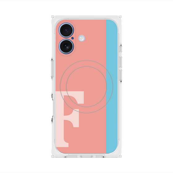 プレミアムスクエアケース with MagSafe［ オリジナル - initial color line - F pink ］