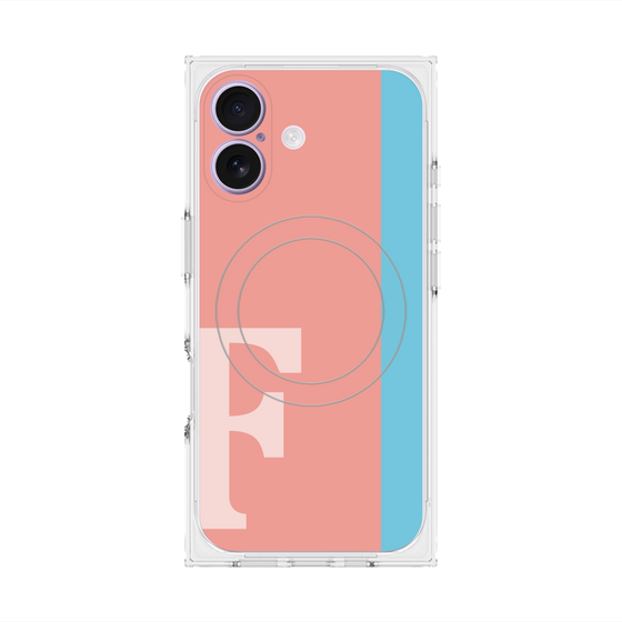 プレミアムスクエアケース with MagSafe［ オリジナル - initial color line - F pink ］