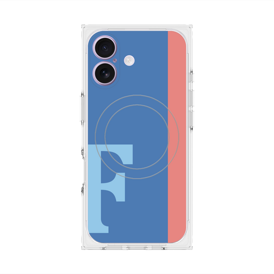 プレミアムスクエアケース with MagSafe［ オリジナル - initial color line - F blue ］