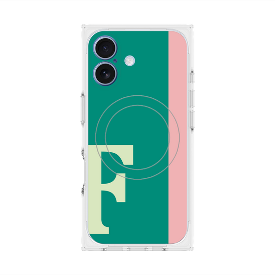 プレミアムスクエアケース with MagSafe［ オリジナル - initial color line - F green ］