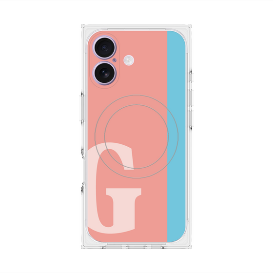 プレミアムスクエアケース with MagSafe［ オリジナル - initial color line - G pink ］