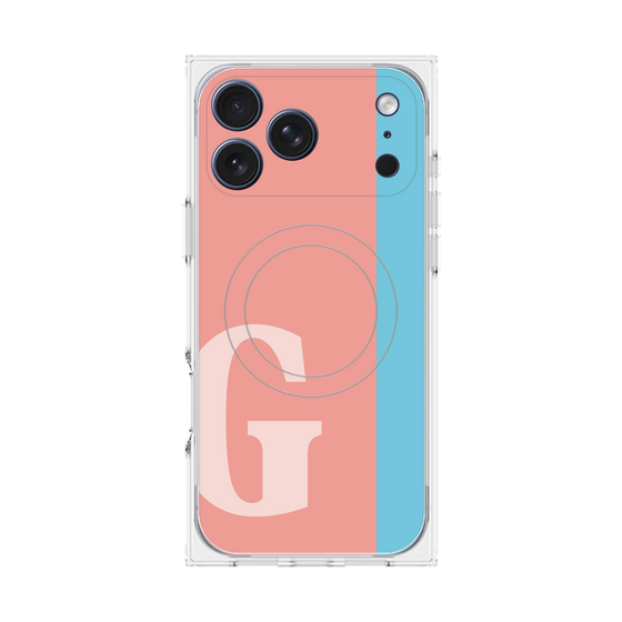 プレミアムスクエアケース with MagSafe［ オリジナル - initial color line - G pink ］