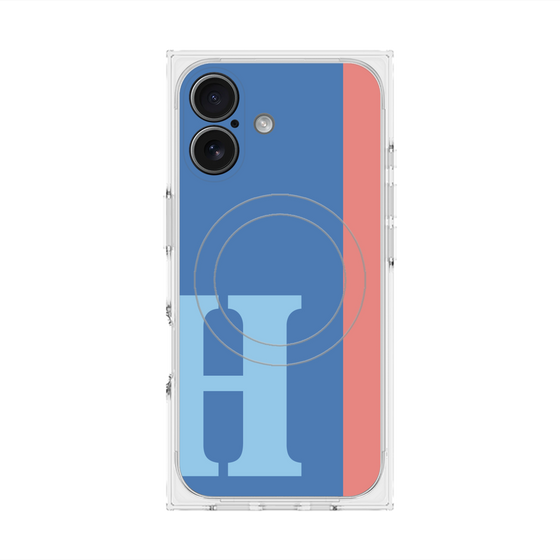 プレミアムスクエアケース with MagSafe［ オリジナル - initial color line - H blue ］