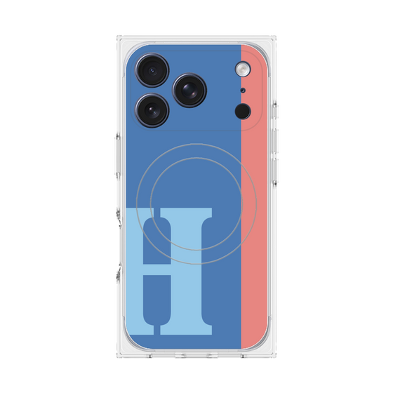 プレミアムスクエアケース with MagSafe［ オリジナル - initial color line - H blue ］