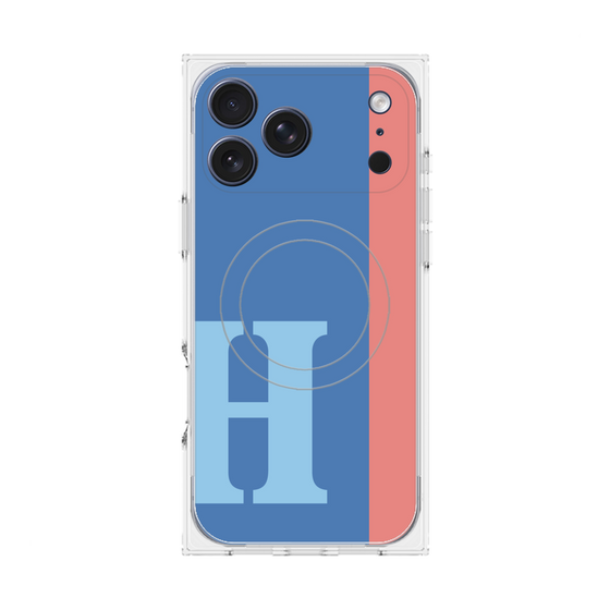 プレミアムスクエアケース with MagSafe［ オリジナル - initial color line - H blue ］