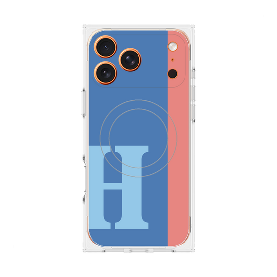 プレミアムスクエアケース with MagSafe［ オリジナル - initial color line - H blue ］