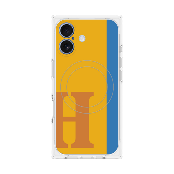プレミアムスクエアケース with MagSafe［ オリジナル - initial color line - H orange ］