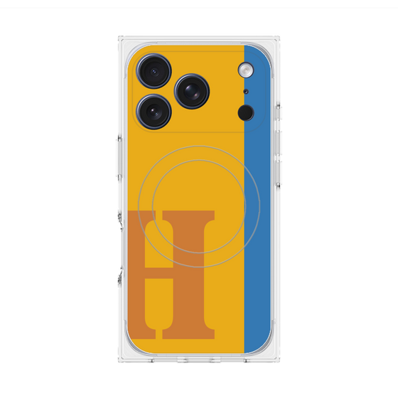 プレミアムスクエアケース with MagSafe［ オリジナル - initial color line - H orange ］