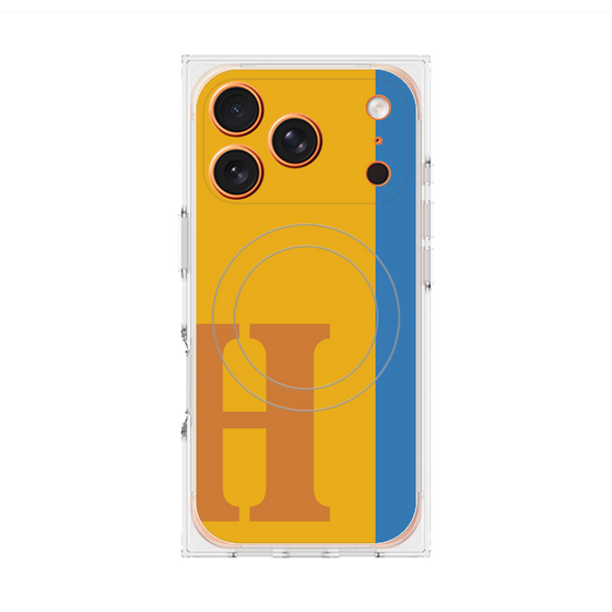 プレミアムスクエアケース with MagSafe［ オリジナル - initial color line - H orange ］