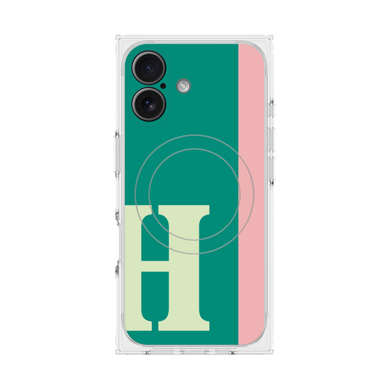 プレミアムスクエアケース with MagSafe［ オリジナル - initial color line - H green ］