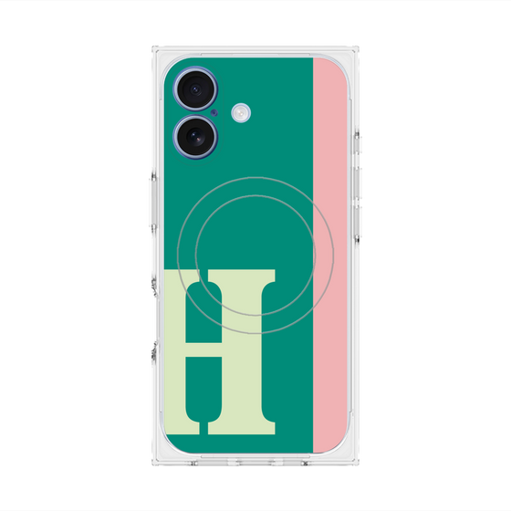 プレミアムスクエアケース with MagSafe［ オリジナル - initial color line - H green ］