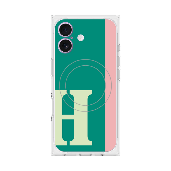 プレミアムスクエアケース with MagSafe［ オリジナル - initial color line - H green ］