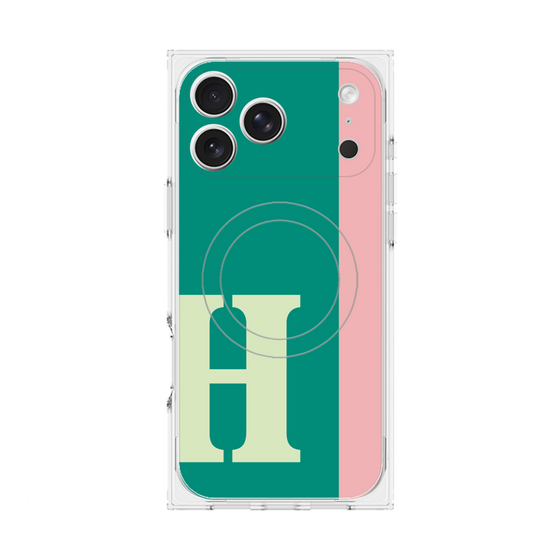 プレミアムスクエアケース with MagSafe［ オリジナル - initial color line - H green ］