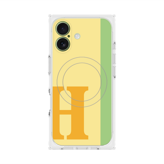 プレミアムスクエアケース with MagSafe［ オリジナル - initial color line - H yellow ］