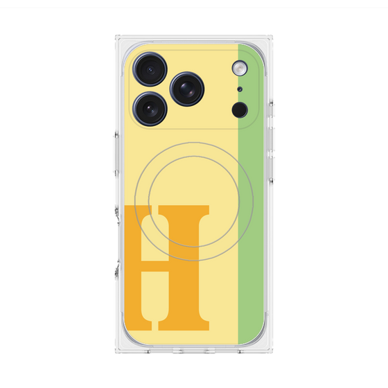 プレミアムスクエアケース with MagSafe［ オリジナル - initial color line - H yellow ］