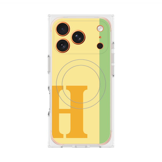 プレミアムスクエアケース with MagSafe［ オリジナル - initial color line - H yellow ］